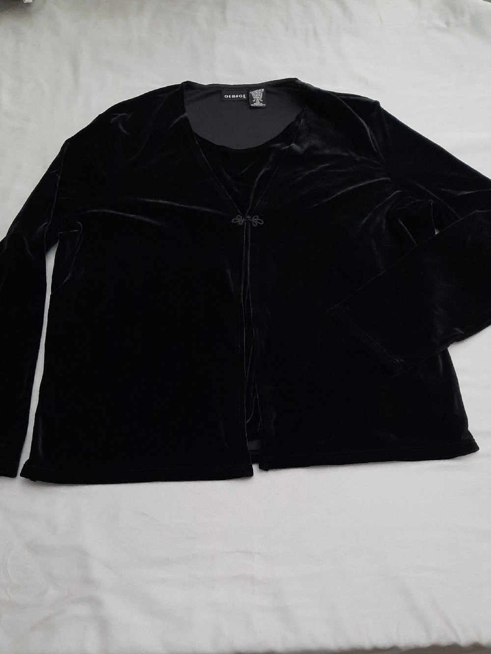 George Black Velvet Decorative Closure Cardigan - Size XL